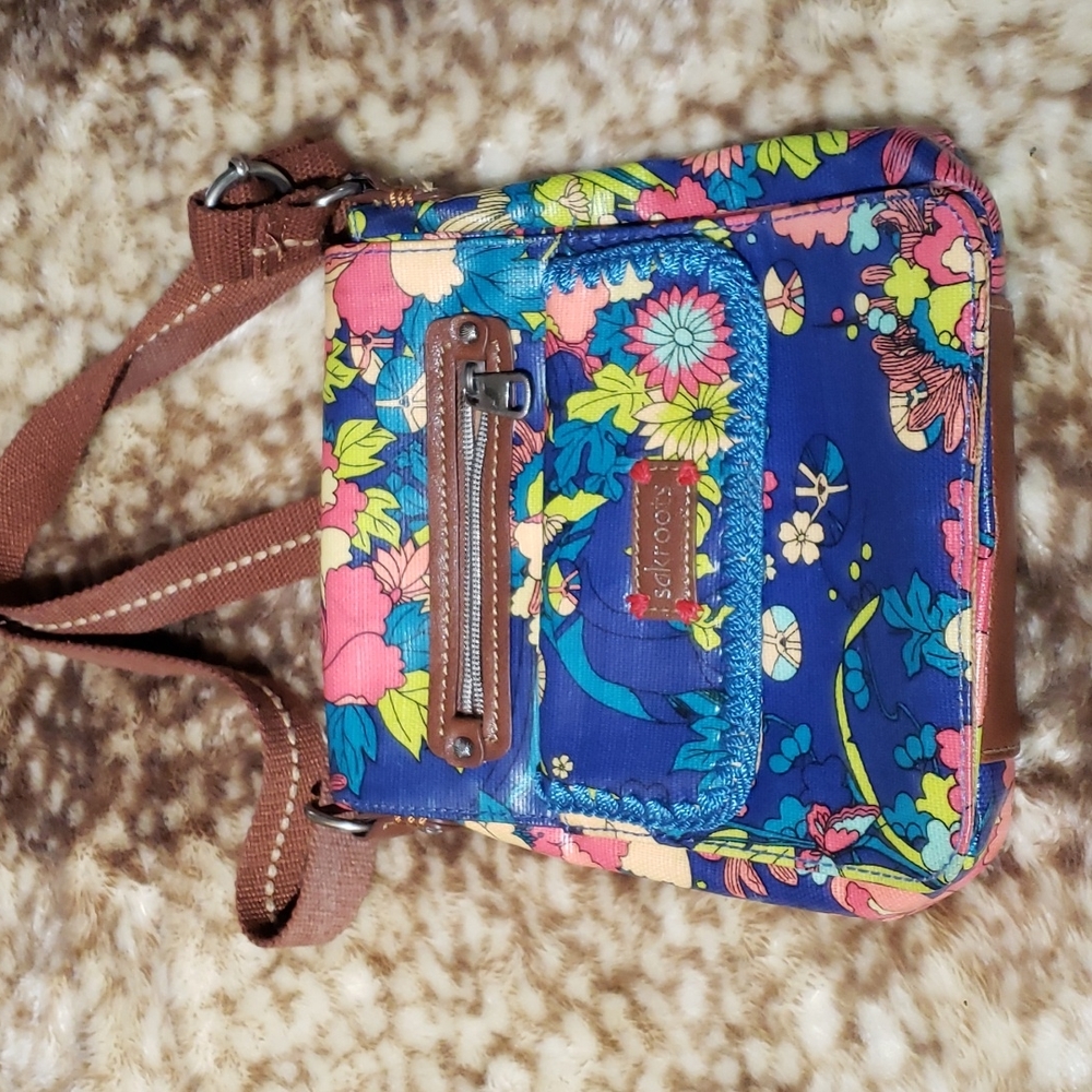 Sakroots Waxed Canvas Blue Floral Crossbody Bag